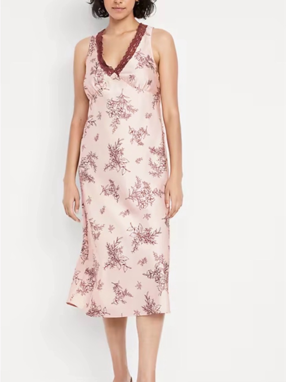 Old navy satin lace trim midi dress